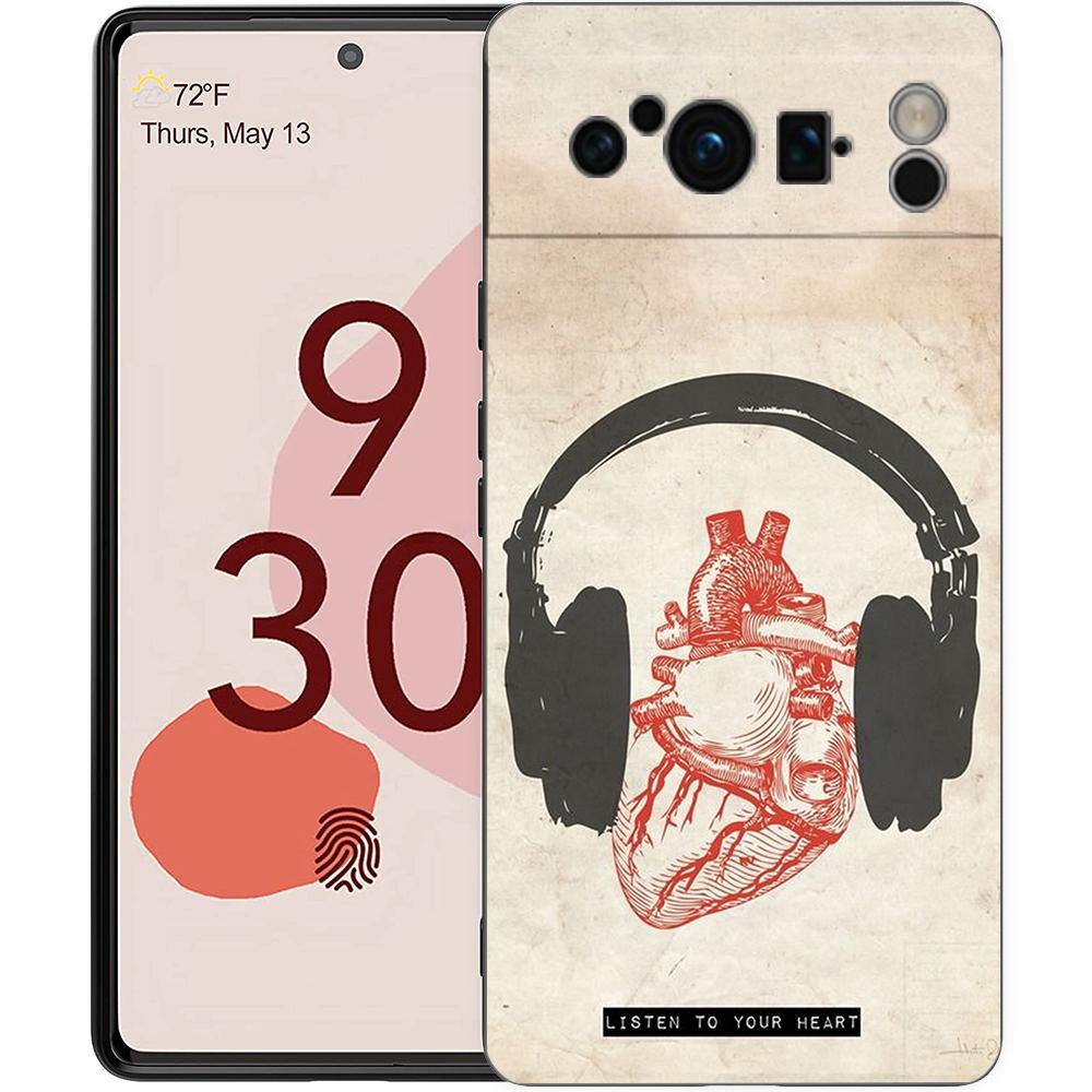 

Creative Heart Medical Phone Case For Google Pixel 10 9 8 7 Pro 9A 8A 7A 6A 6 Pro XL Soft TPU Bumper Black Cover Pixel 10 Pro XL