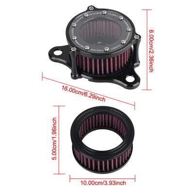 High Flow Aluminum Alloy Air Cleaner Air Intake Filter System Kit for Harley XL883/1200 X48 CNC Plate Motorcycle Air Filter