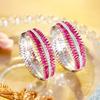 Heavy Industry Light Luxury Ruby Circle Earrings Micro-Inlaid Zircon Women'S Earrings Ear Buckles Temperament