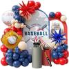 Baseballová balónková brána Sada červená modrá konfetová balónková girlanda pro narozeninovou svatební baseballovou tématickou párty dekoraci