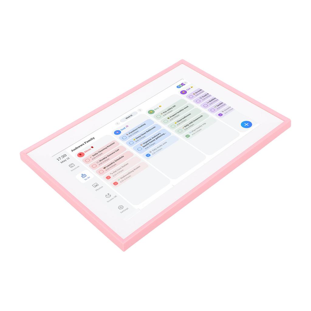 Intelligenter digitaler Kalender 10,1 Zoll HD-Touchscreen Familienplaner mit Aufgabenliste für Zuhause Rosa