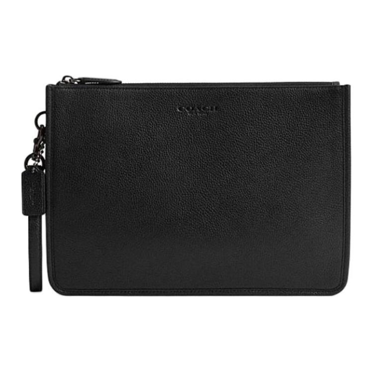 

Coach Charter 30 Logo Embossed Top Zip Leather Clutch Large Men clutch Black CR787-BLK Basic Set (Bag+Dust Bag)