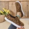 Comfortable Women's Chic Leopard Print Slip-On Sneakers Synthetic Faux Leather Insole