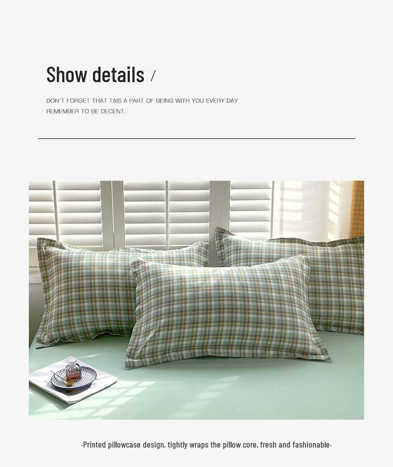 Brushed Cotton Plaid Bedding Set - Includes Duvet Cover, Bed Sheet, and Pillowcase