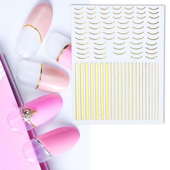 Nail Art Sticker Gold Colour Geometry Shapes PET Material Long-lasting Nail Art Sticker For Salon