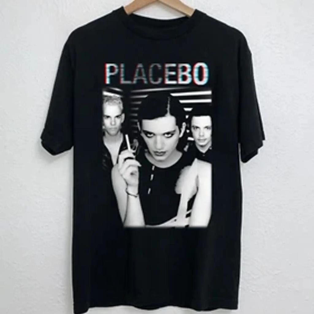 New Placebo Band Music Gift For Fan Black All Sizes Vintage T-Shirt Breathable Versatile Unisex Soft