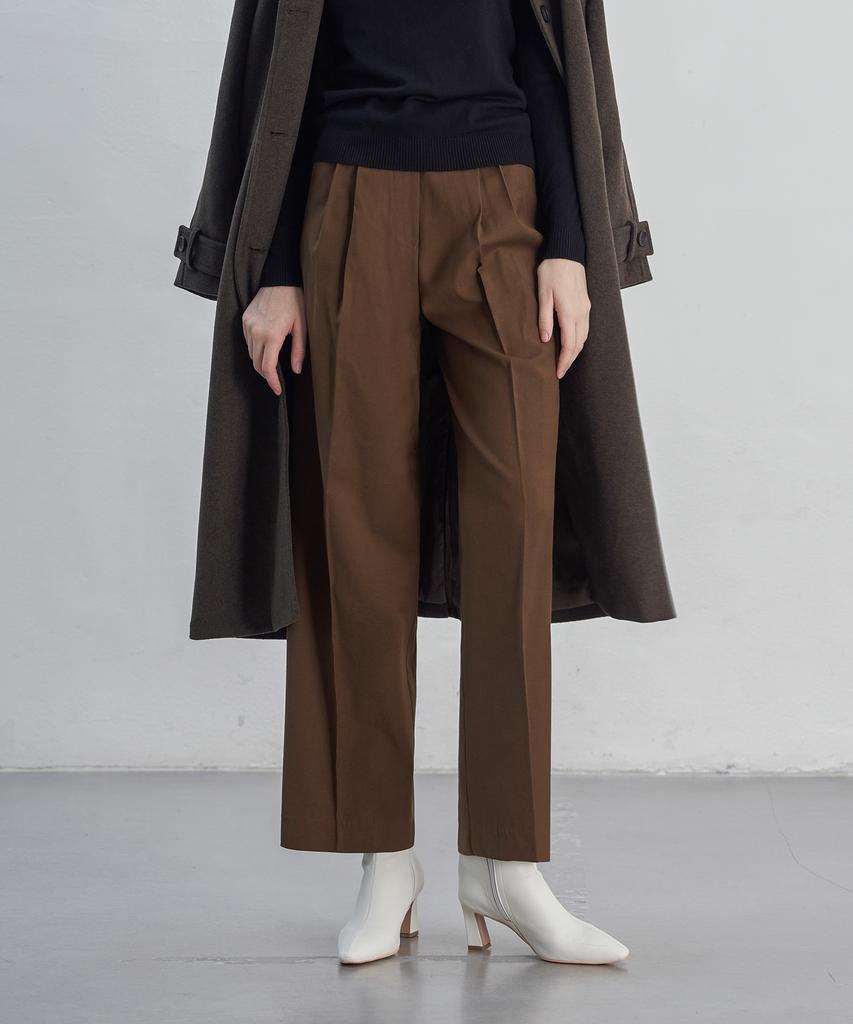 Julliapepe Signature Wool Semi Wide Slacks (Brown)