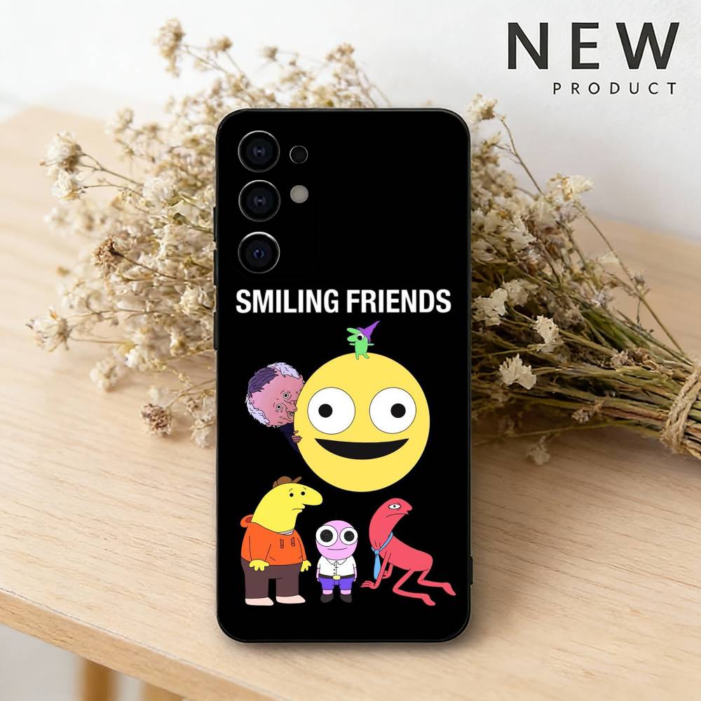Cartoon S-Smiling friends phone Case For Samsung S26,25,24,21,22,23,30,20,Ultra,Plus,Fe,Lite Black Soft Cover