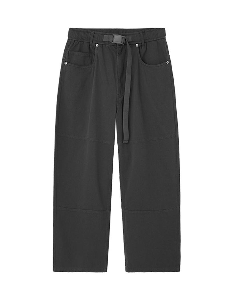 Beoteunseoul Gorpcore Double Knee Webbing Belt Cotton Pants (3 Colors)