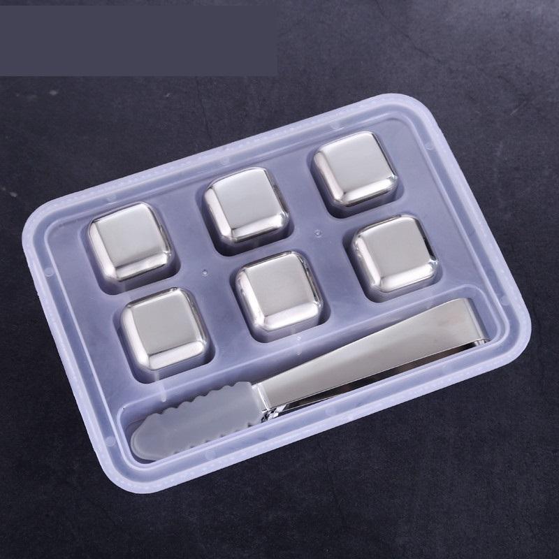 4/6/8 Stück Edelstahl Eiswürfel Set Wiederverwendbare Kühlsteine für Whiskey Wein Weinkühlwürfel Kühlstein Party Bar Werkzeug