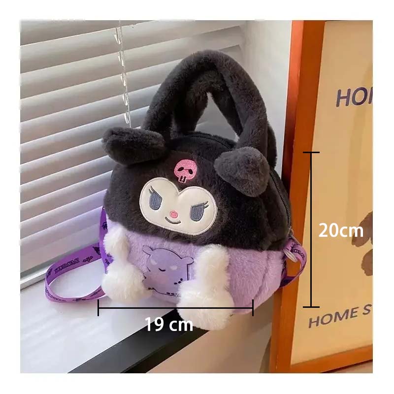 Kawaii Cartoon Plush Backpack Kuromi My Melody Cinnamoroll Plush Shoulder Bag For Girls Kids Cute Birthday Gift