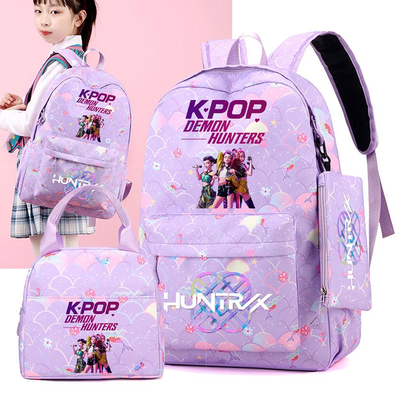 3ks/sada Roztomilý Kpop Potištěný Batoh Kabelka Penál pro Náctileté Studenty Dívku Chlapce Školní taška Dětská Knižní taška Velká Kapacita Cestovní taška Dárek Mochila