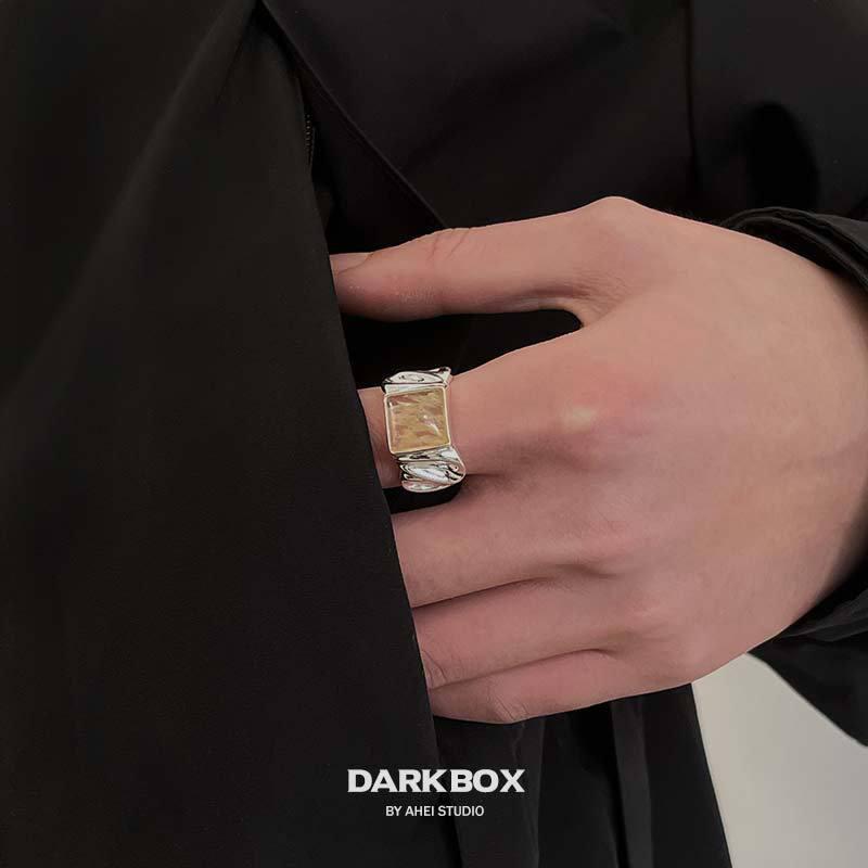 Women s Caramel Zirconia Wave Ring - Adjustable Square Geometric Design for Hip Hop Style Adjustable