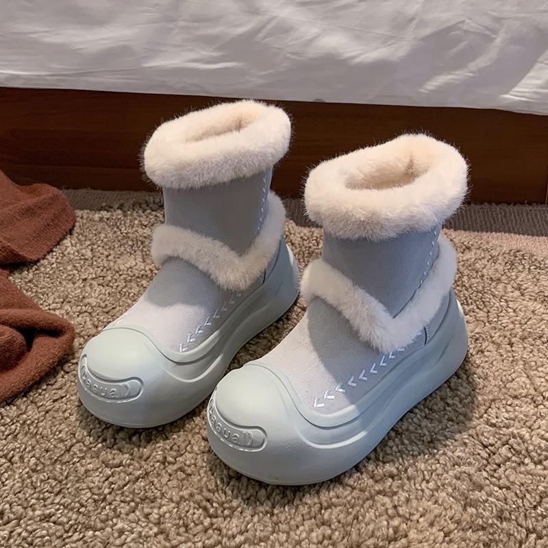 Women s 2025 Winter Fur-Lined Snow Boots - Warm, Thick Sole, Versatile Velvet Cotton Design 38