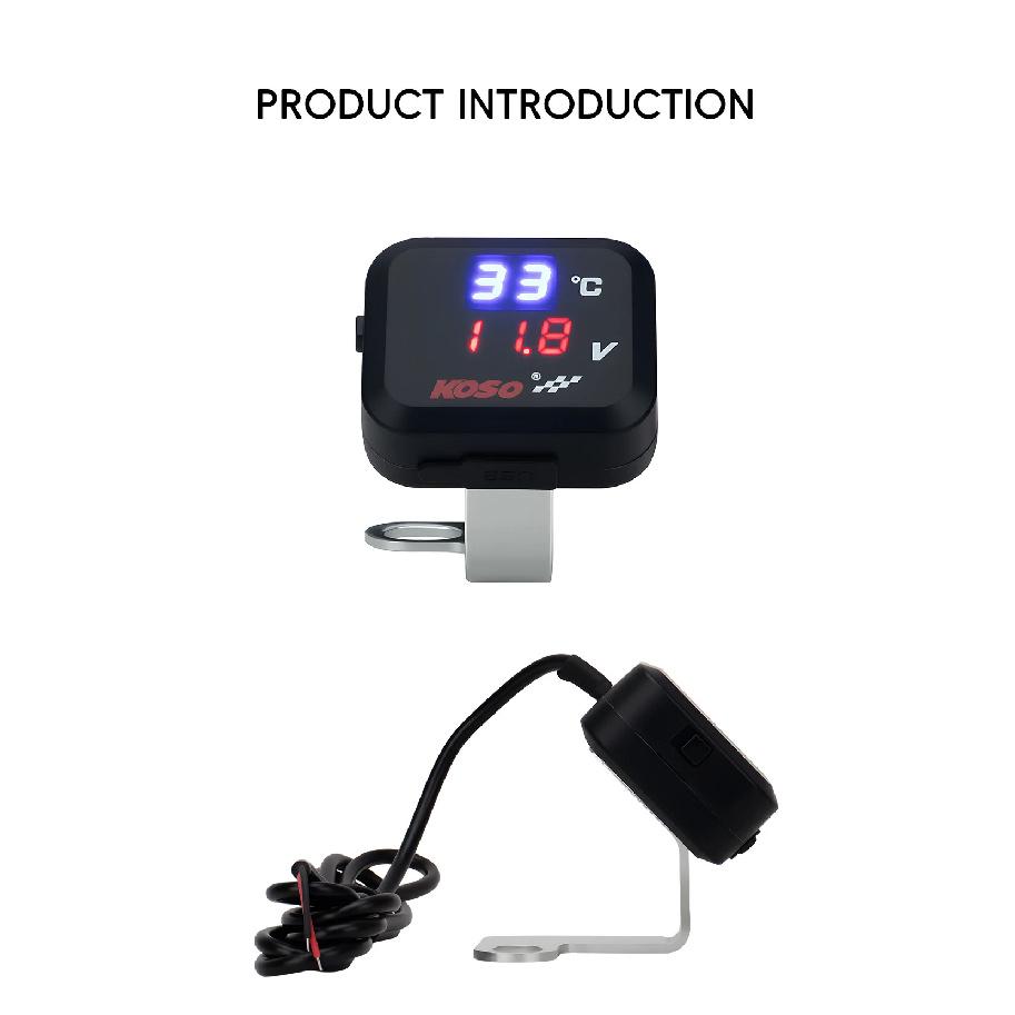 3in1 Mini Water Temperature Gauge Voltmeter Motor Phone USB Charger Emergency Charging LCD Digital Display Universal For KTM