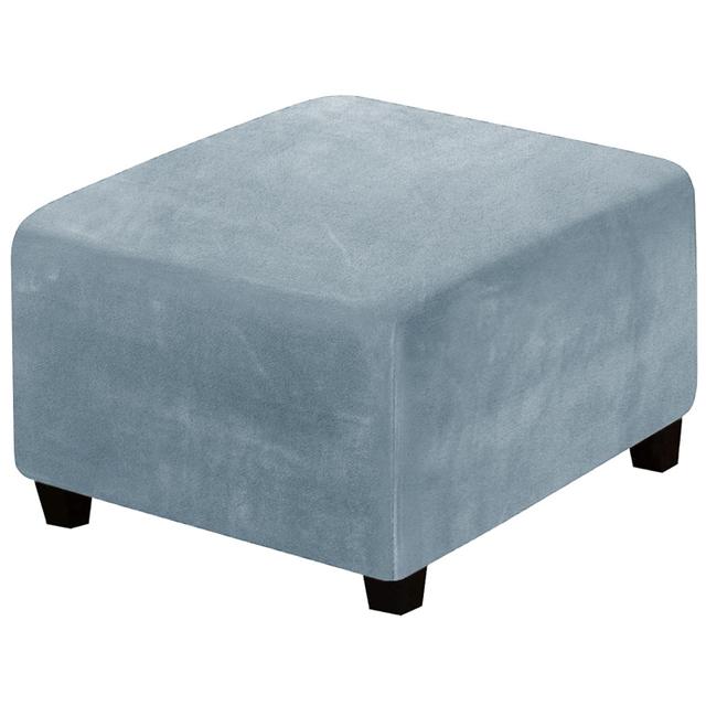 Velvet Fabric Square Ottoman Covers Stretch Footstool Cover Bench Storage Stool Cover Washable Household Furniture Protector Cover Sets 3 Size