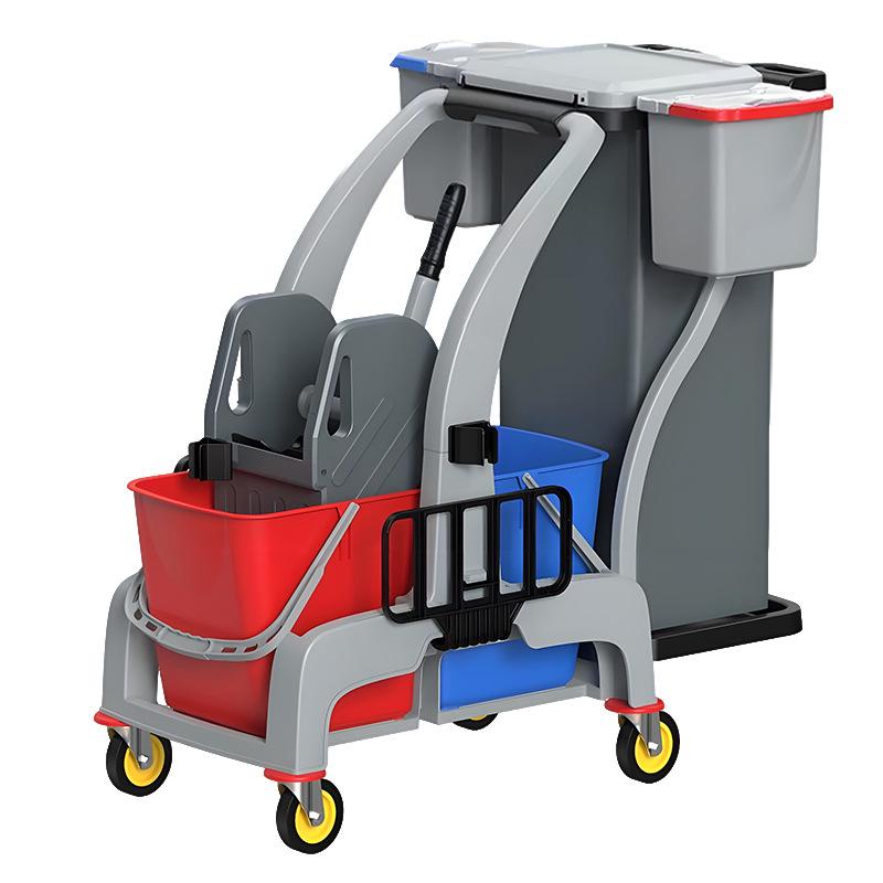 Baiyun AF08191 Multifunction Cleaning Cart with Mop & Wringer Bucket, Storage, and Hotel Service Features