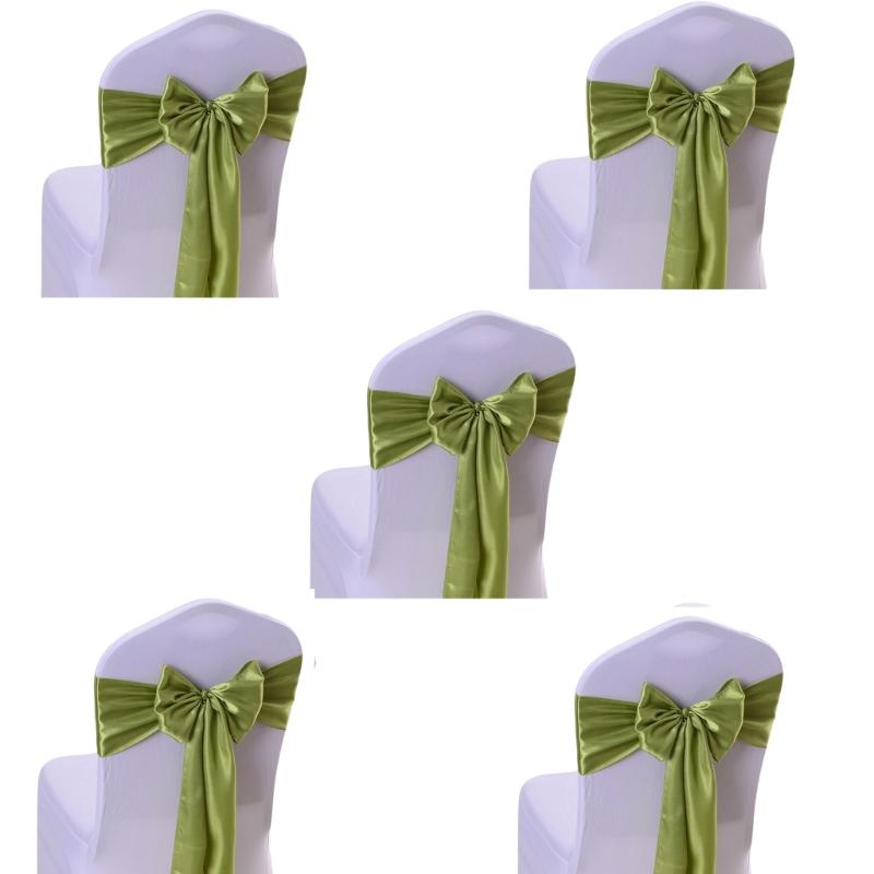

5Pcs Satins Ribbon Chair Sashes Butterfly Bow Knots Belt Tie for Wedding трава зеленый