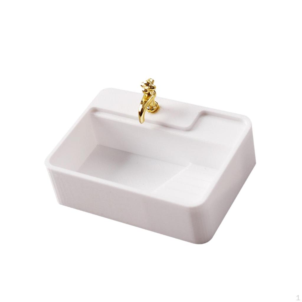 *1/12 Scale Dollhouse Washbasin Mini DIY Fitments Furniture Toy for Life Scene Micro Landscape