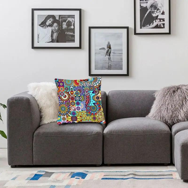 Colorful Pattern Throw Pillowcase Living Room Decorative African Ethnic Geometric Floral Cushion Cover