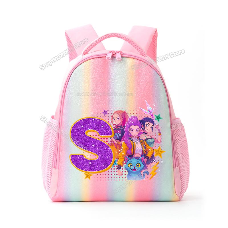 Perfect KPop Demon Hunters Letter A-Z Rainbow Backpack Rumi Mira Zoey Student School Backpack Anime Movie Women Girl Travel Rucksack