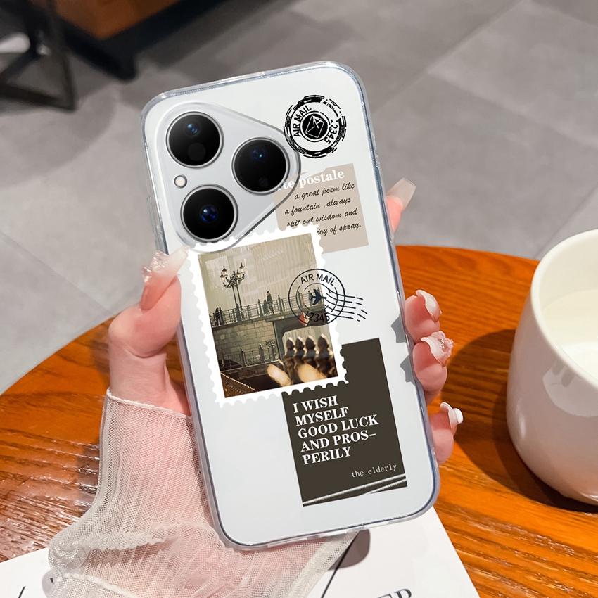 Para Huawei Pura 80 Ultra Honor 400 Magic5 Pro Capa de Telefone Padrão Astronauta Fofo TPU Transparente À Prova de Choque Protetora Capa Traseira Macia Para Huawei Capa