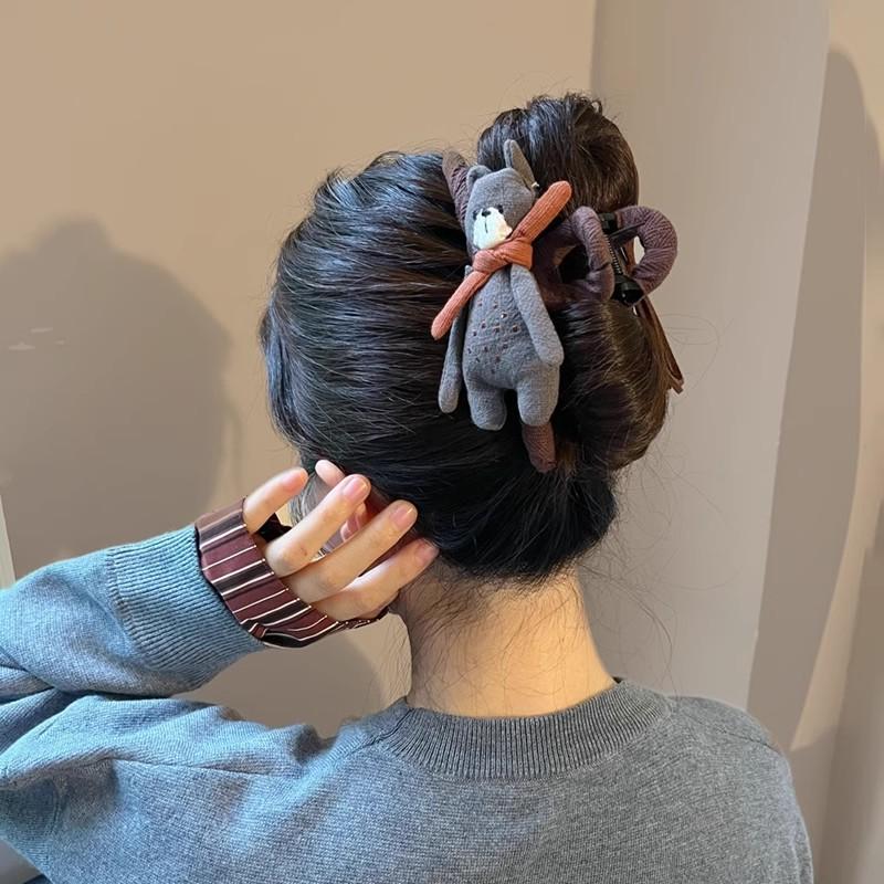 Cute Animal Hair Claw High End Ab Face Cartoon Cloth Doll Scarf Bear Shark Clips for Women Girl Kawaii Hairpins Hair Accessories
