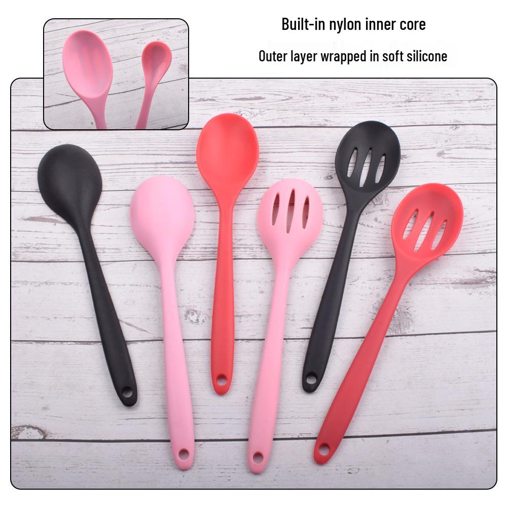 Silicone One-Piece Full-Wrap Handle Ladle and Spatula – Soft, Non-Stick Kitchen Utensil Spoon