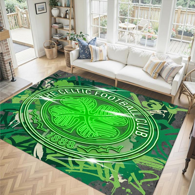 Celtic FC Design Crystal Velvet Carpet Cozy Non?Slip Printed Rug For Bedroom Living Room Entrance