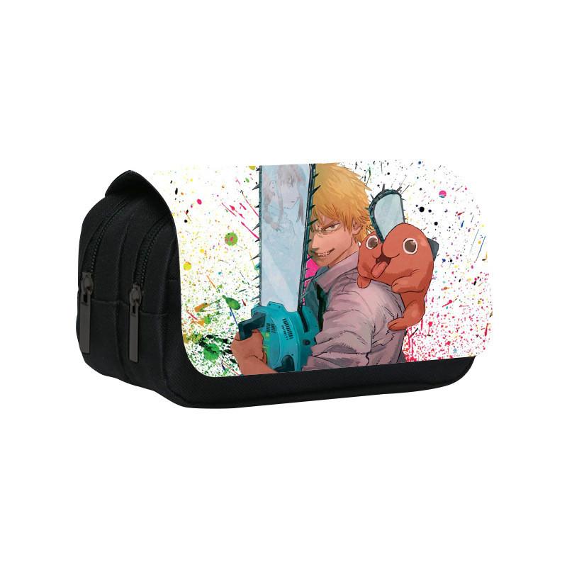 Denji Chainsaw Man Pencil Case Large Capacity Nylon Material Travel School