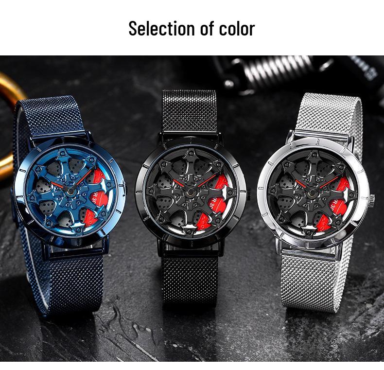 Sanda Men's Creative Rotating Quartz Wristwatch with Mesh Strap
