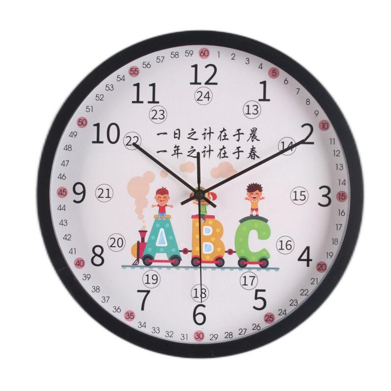 Early Education Enlightenment Learning Wall Clock Living Room Punch-free Kindergarten Wall Hanging New Clock Children's Room Silent Clock