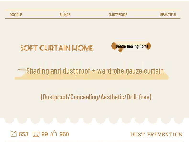 Punch-Free Shading Curtain: Dustproof Cover for Cabinets, Wardrobes, and Bookcases