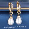 Pendientes de Aro con Piedra Blanca Perla Gota de Agua Vintage Moda Color Oro Plata Boda Para Mujeres