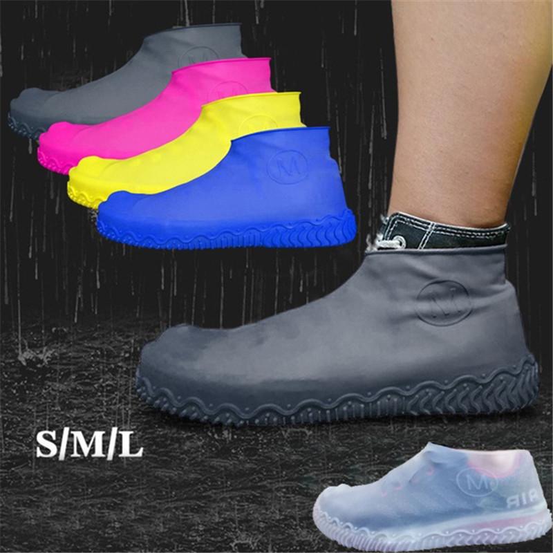 Reusable Fastening Tape Rain Shoe Covers Waterproof Overshoes Boots Anti-Slip