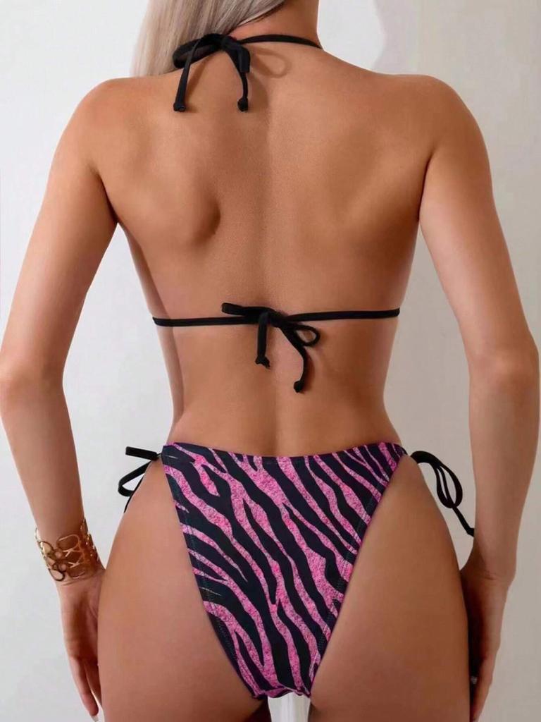 Sexy Striped Micro Bikini Women Swimsuit Female Halter Swimwear Thong Bikinis Set Two-piece Beachwear Bathing Suit