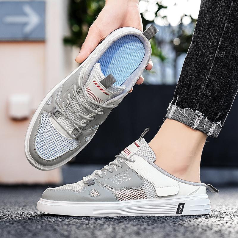 Men’s Sports Shoes Summer Backless Clogs Mules Casual Slippers Sneakers Students Sandals Over Sized