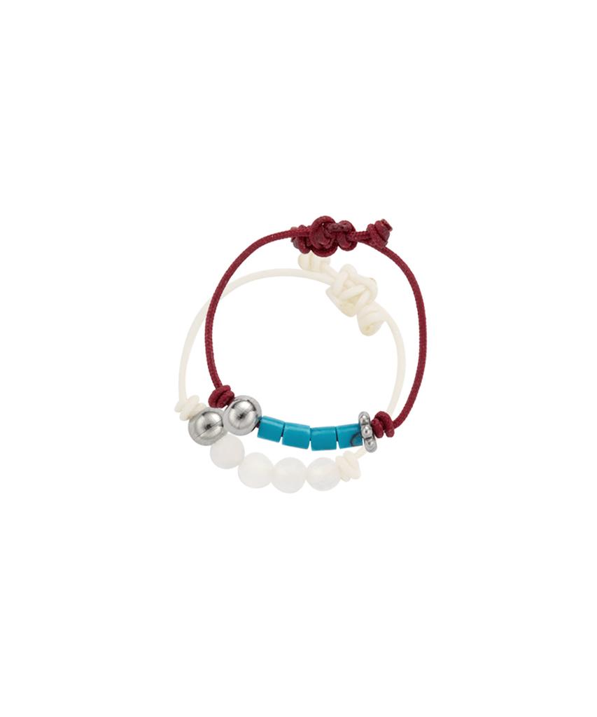 Nff Gem String Ring Set-Red Ivory