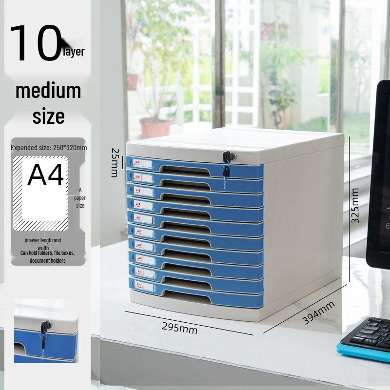 Abschließbarer mehrschichtiger A4-Desktop-Aktenschrank und Aufbewahrungsbox