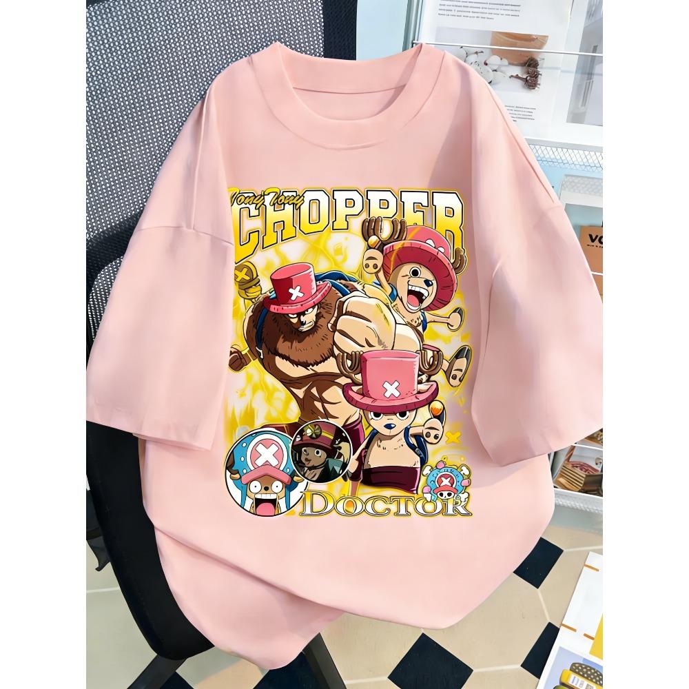 Plus Size One Piece Anime Printed Men and Women Tshirt Casual Parent Child Top Fashion Harajuku Style Street Wear Summer Y2K