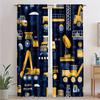 2pcs Construction Vehicle Curtains with Bulldozer   Crane   and Excavator Designs for Room Decorative curtains