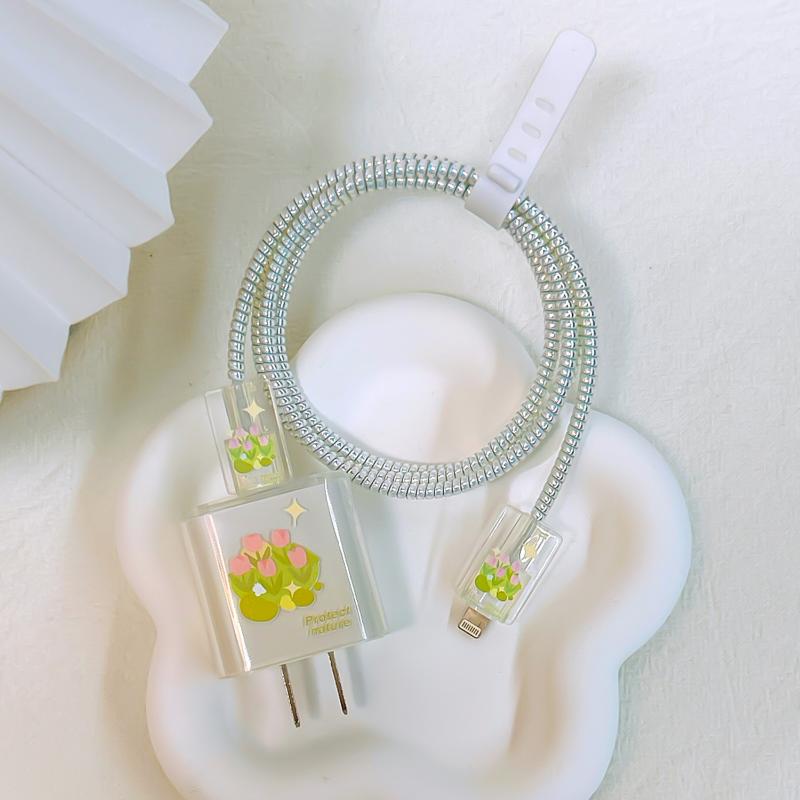 Data Cable Protector Winder Spiral Protective for Apple Iphone 18w 20w Charger Protector Silicone Case Shell Prevent Breakage