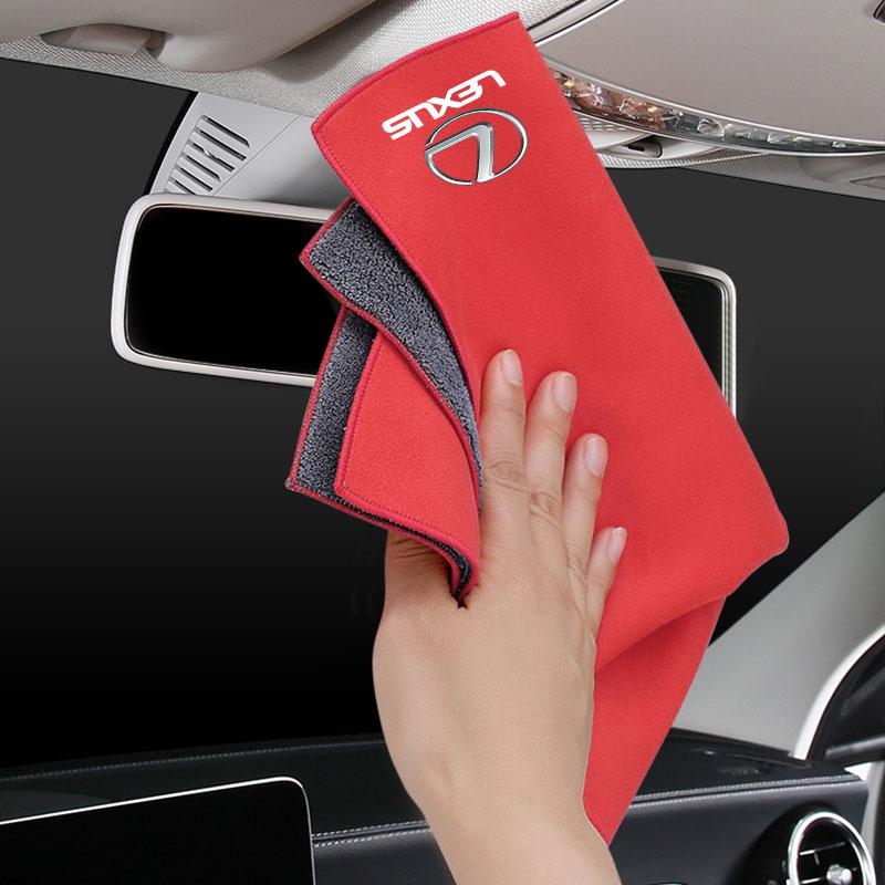 Plush Car Cleaning Towel Wipe Dry Cloth Absorb No Shed Lint Car Tools For Lexus CT ES LS GS IS HS LF-30 NX RX UX GX LX LM LC RC RCF SC LFA LF-C2 LF-FC