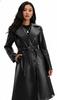 Women's Black Handmade Trench Coat Party Real Lambskin Leather Genuine Casual Stylish