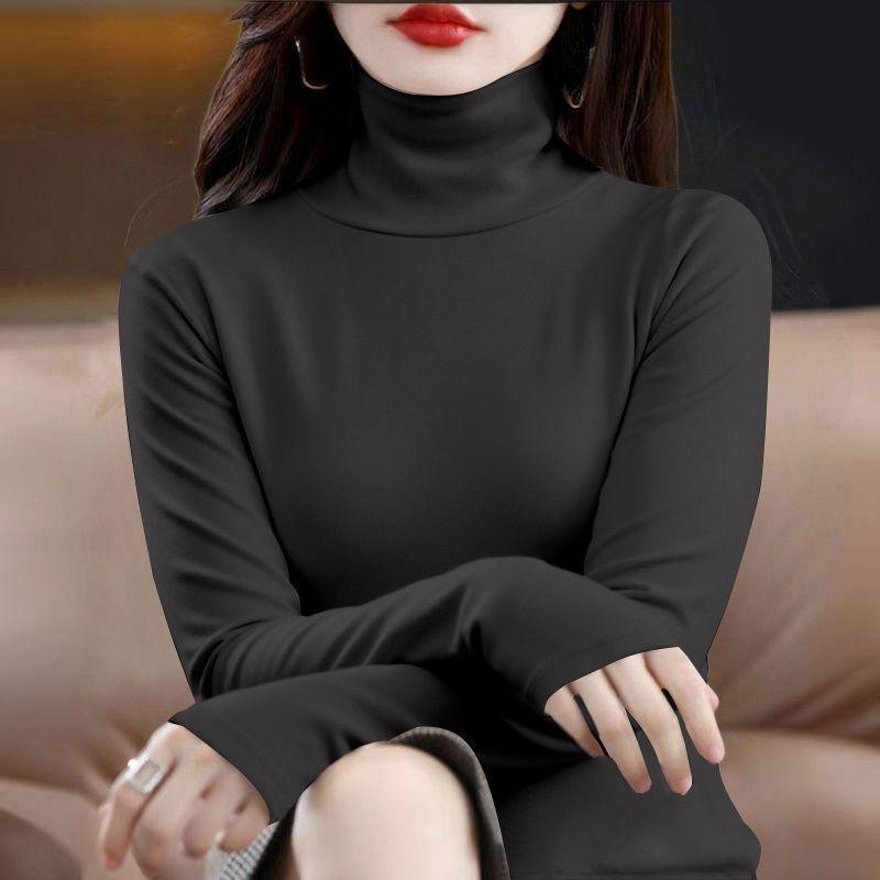 Women's Trendy Bottoming Shirt, High-neck All-match Blouse, Western Style, German Velvet Slimming T-shirt, Long-sleeved Slim Fashion Blouse