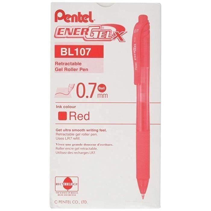 Stylo à bille - Pentel - Energel Xm Bl77 - Rouge - Encre gel - Paquet de 12 pièces
