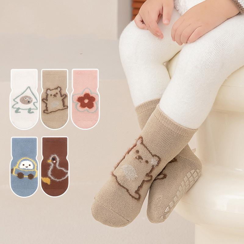 Lawadka Kinder Mädchen Jungen Socken Anti-Rutsch Frottee Babysocken für Mädchen Jungen Lässig Weich Druck Kleinkind Kinder Socke Rutschfest Winter