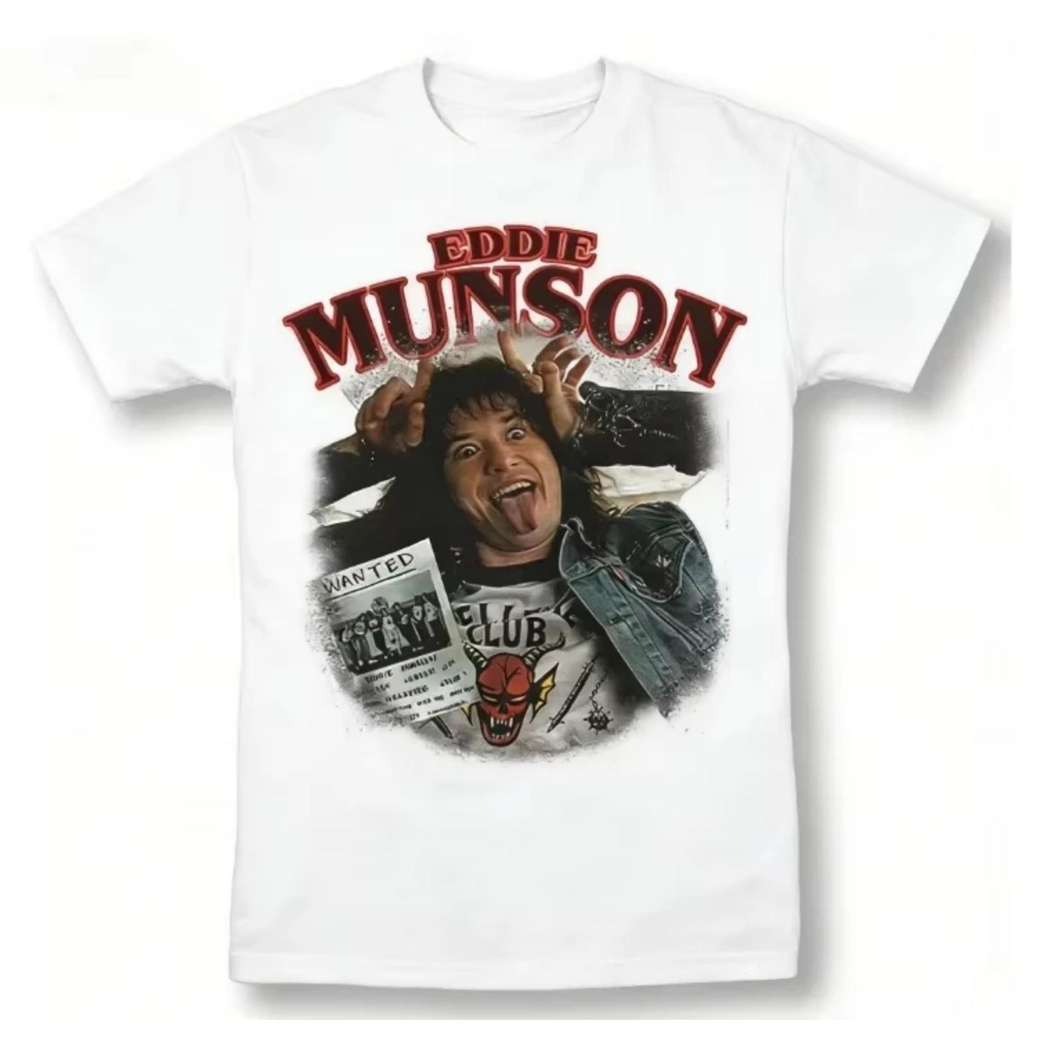 Eddie Munson Vintage 90s Rock Band Graphic Kids Men Women T-Shirt Unisex Regular Fit Short Sleeve Tee with Iconic Album Art2026 S чёрный