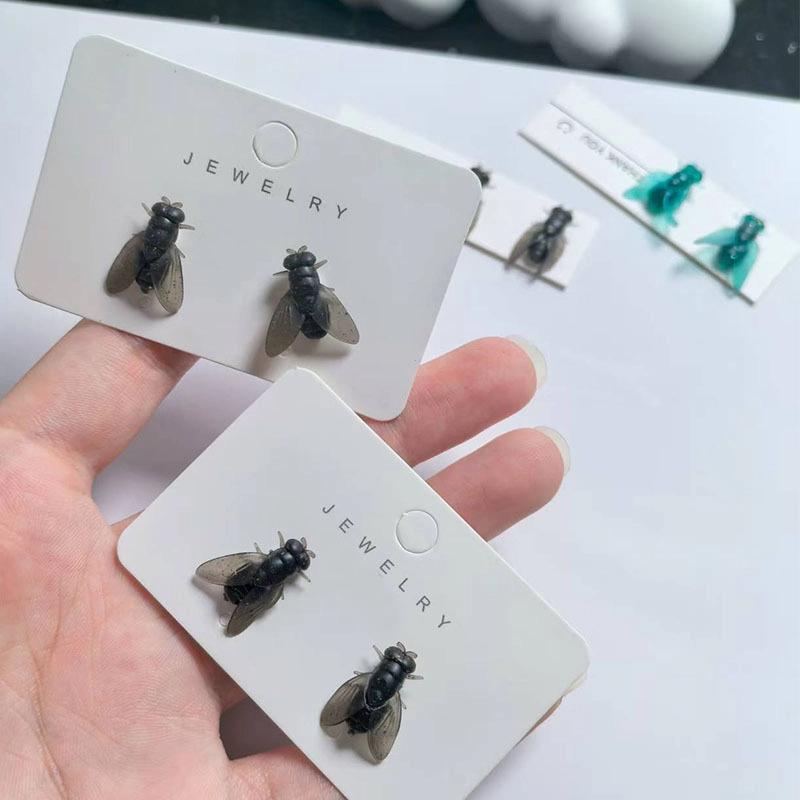 2Pairs Personalized Creative Mini Simulated Fly Earrings For Men Women Funny Abstract Niche Jewelry Accessories Couple Gift