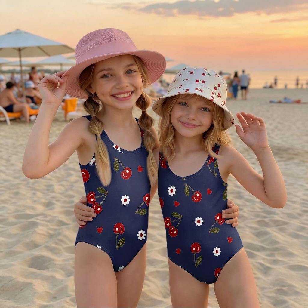 Costume da bagno intero per bambina Estate Bambini Stampa Frutta Costumi da bagno Casual Moda Senza maniche Abbigliamento da spiaggia per bambini